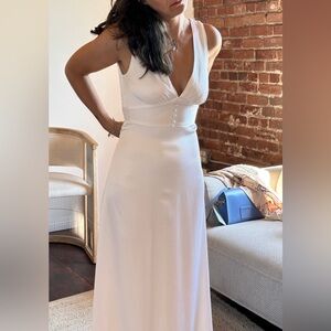 Park & Fifth Elegant White Satin Sleeveless Wedding Dress